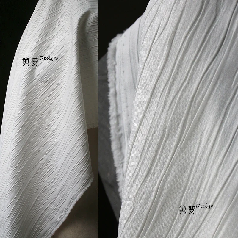 

Striped Jacquard Pleated Shirt Fabric Creative Three-dimensional Texture High-end Pants Suit Clothing Designer Fabric