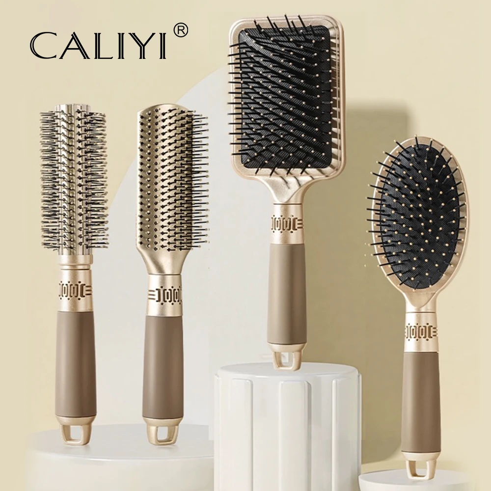 CALIYI ヘアマッサージエアクッションコームブラシ頭皮ヘアブラシもつれ解消帯電防止サロンスパ理髪スタイリングツールオーバルラウンド