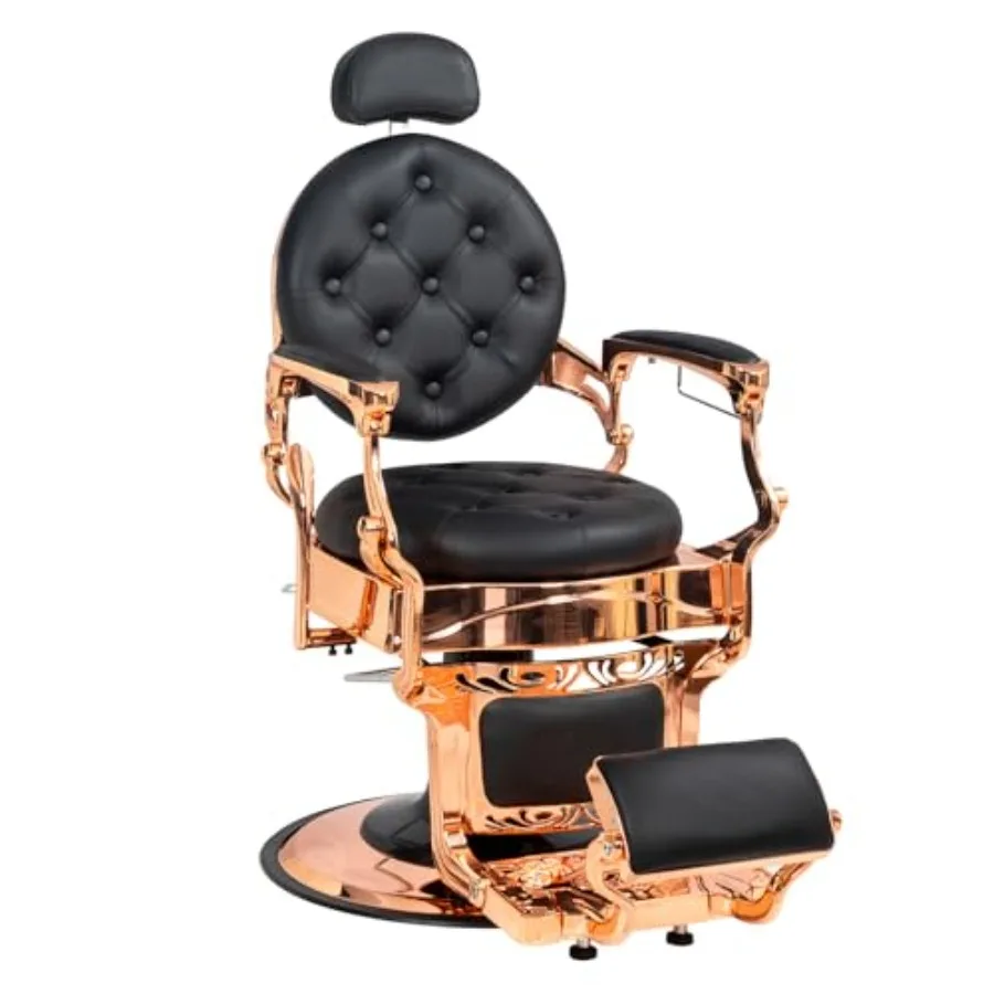 

Professional Salon Beauty Spa Shampoo Equipment: Heavy Duty Vintage Recline Barber Chair in Rose Gold with Button Style, Hydrau