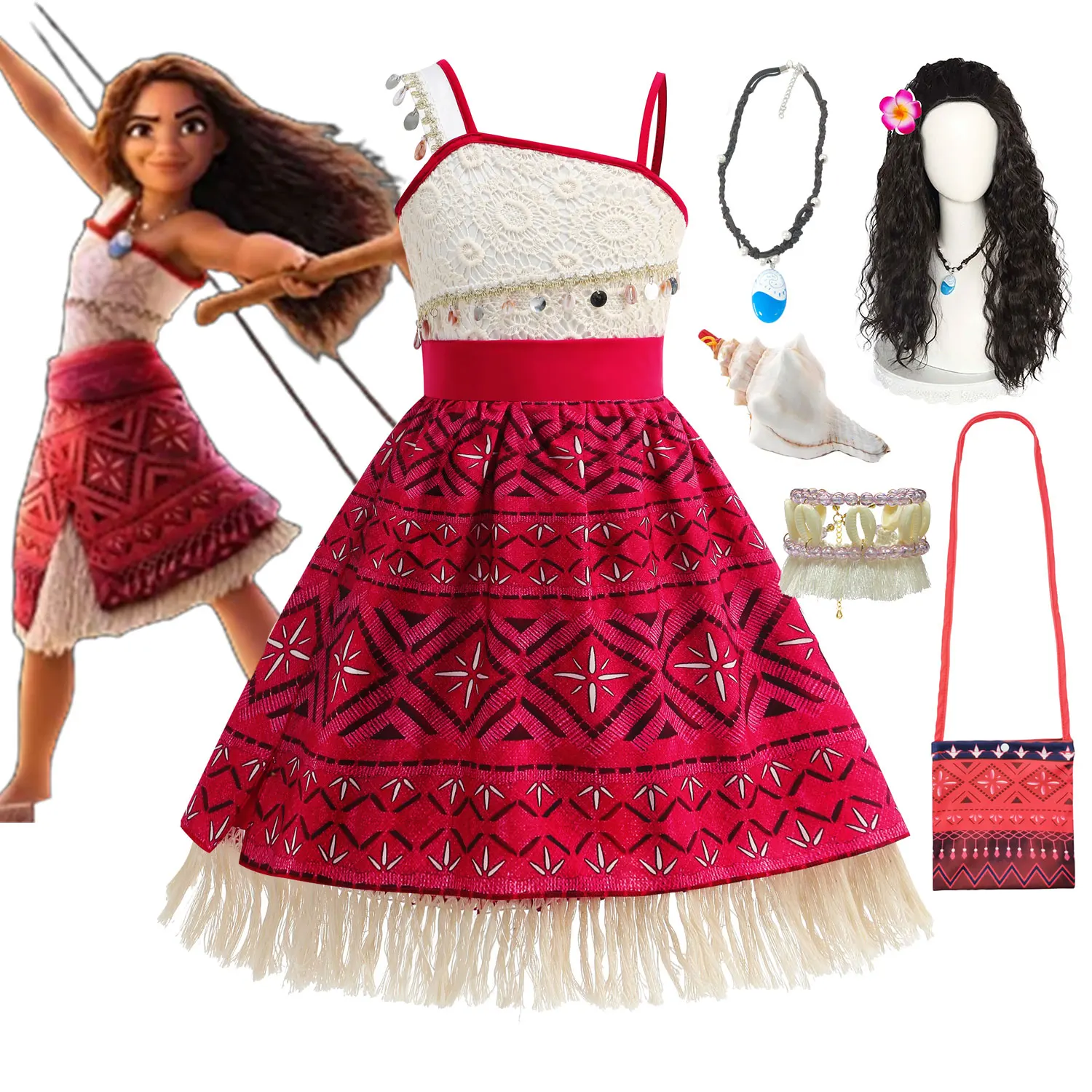 Moana 2 Ocean Adventure Cosplay Dress Kid Princess Vaiana Clothing Toddler Carnival Fancy Pathfinder Beach Frock One Shoulder