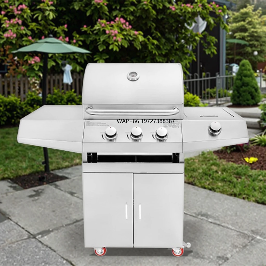 

Уличный барбекю, кухня, портативная 4 горелки, встроенная столешница, газовый гриль для барбекю из нержавеющей стали, портативные грили для барбекю