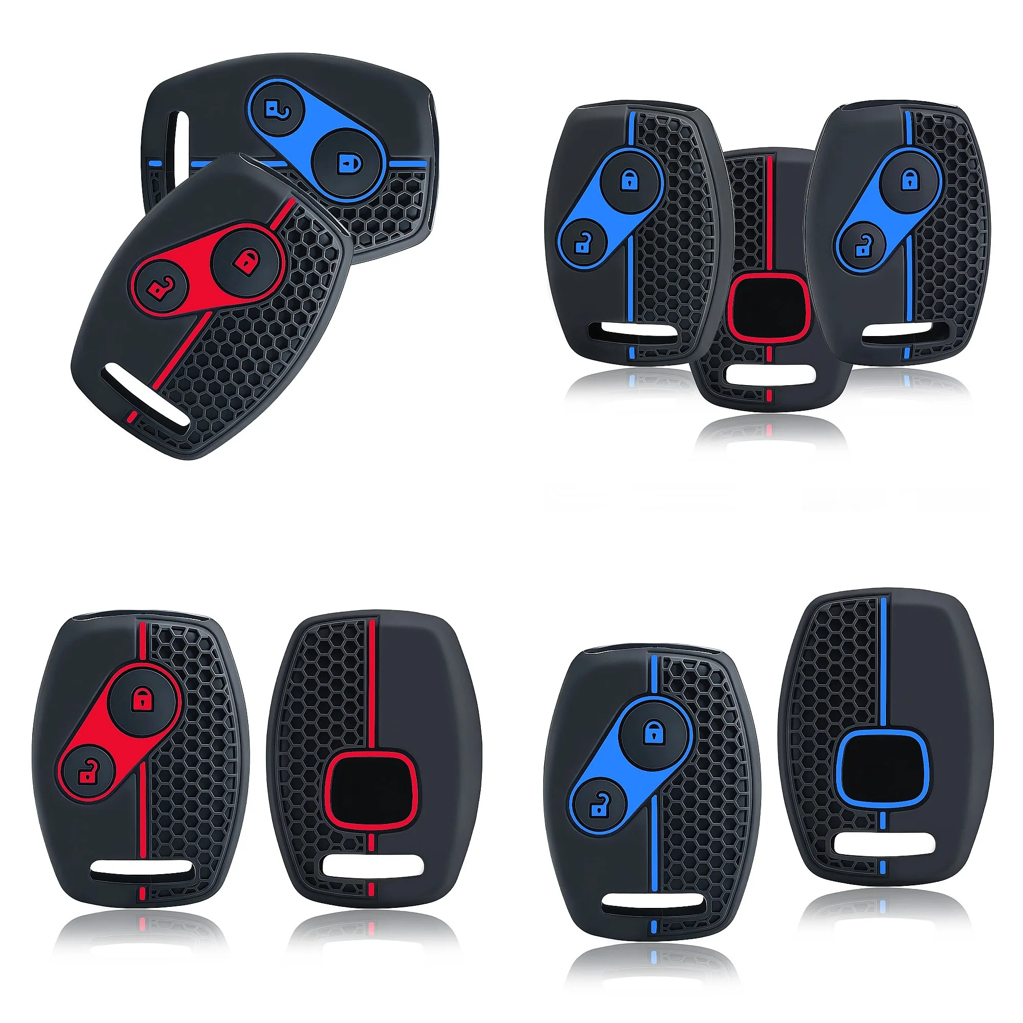 Silicone 2 Buttons Car Key Fob Cover Auto Key Shell for Honda CR-V Civic Insight Fit SRV FRV Jazz