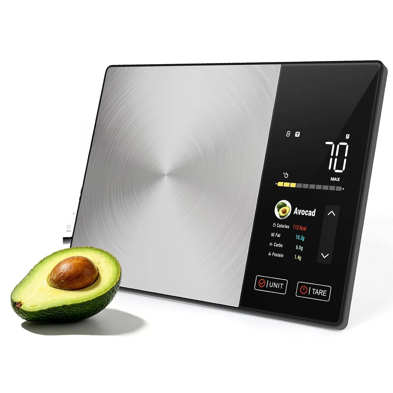 Food Scale Stainless Steel 11lb/1g with Bluetooth Nutritional App 24 Nutrients Calorie Macro Tracking