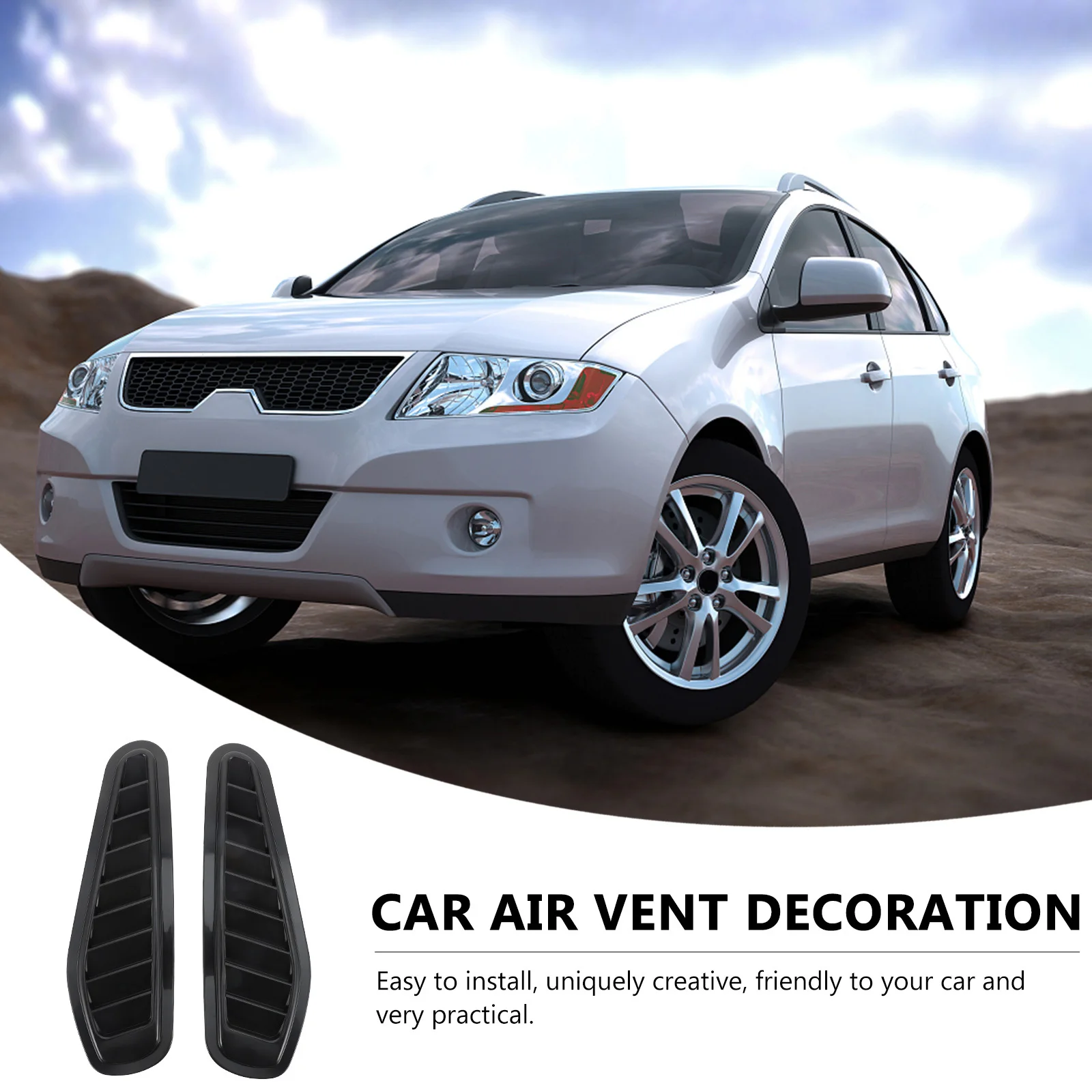 

1Pair Car Hood Vent Decoration Cover Air Flow Intake Scoop Lightweight Durable Car Bonnet Vent Sticker Side Vents