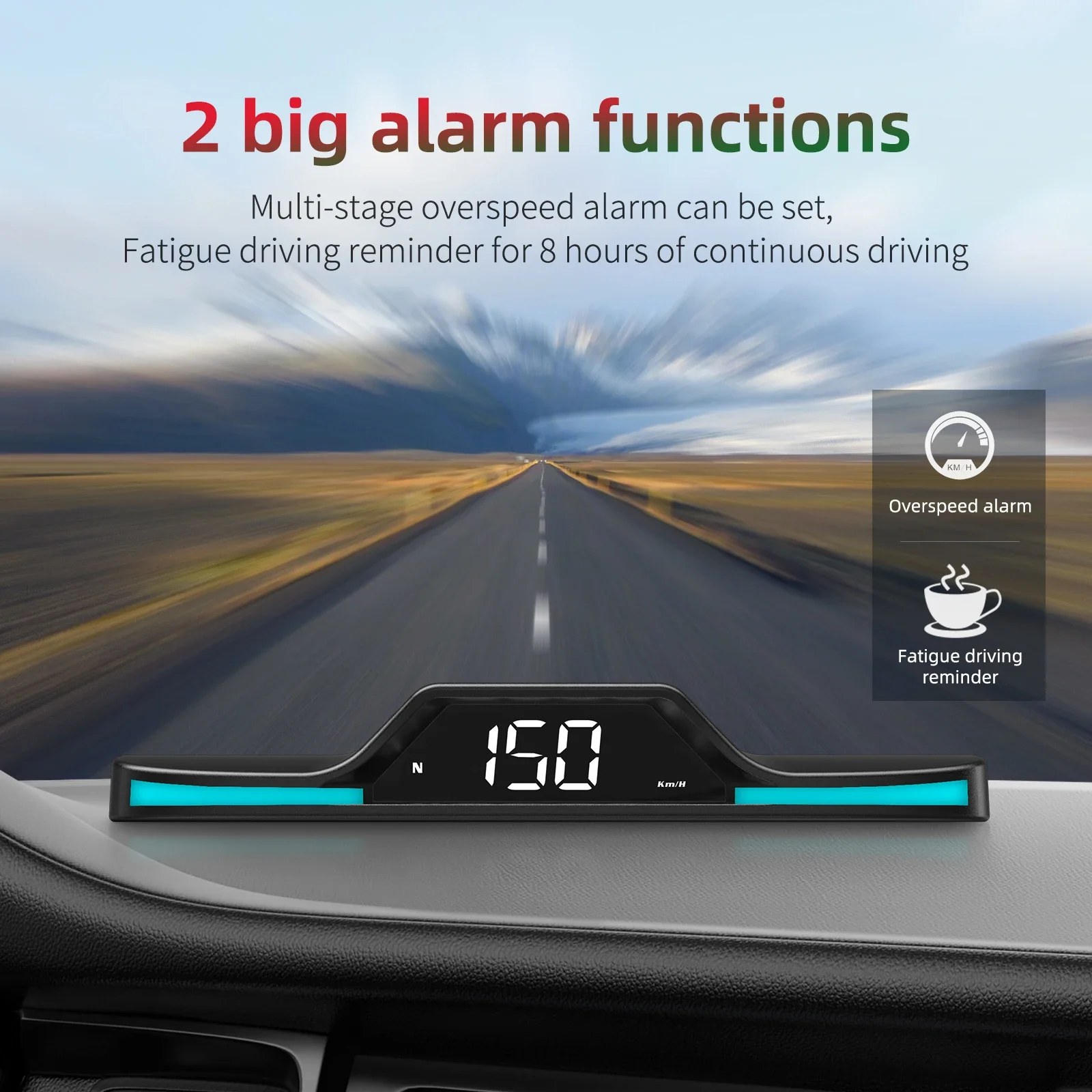 

New GPS HUD Heads Up Display Universal HD LCD Display Digital Big Font Speedometer With Overspeed Tired Driving Alarm Function