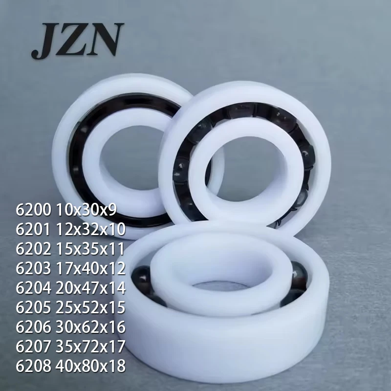 2/5/10/20pcs 6200 6201 6202 6203 6204 6205 6206 6207 6208 POM Plastic Bearing Corrosion Resistant, No Rust, Non-Magnetic