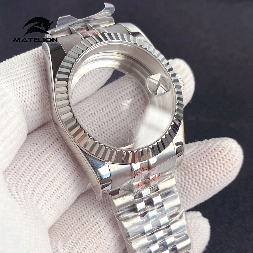 Matelion Silver 36mm 39mm Fluted Curved Watch Case for NH34 NH35 NH36 NH38 NH39 NH70 NH72 ETA2824 PT5000 Jubilee Bracelet