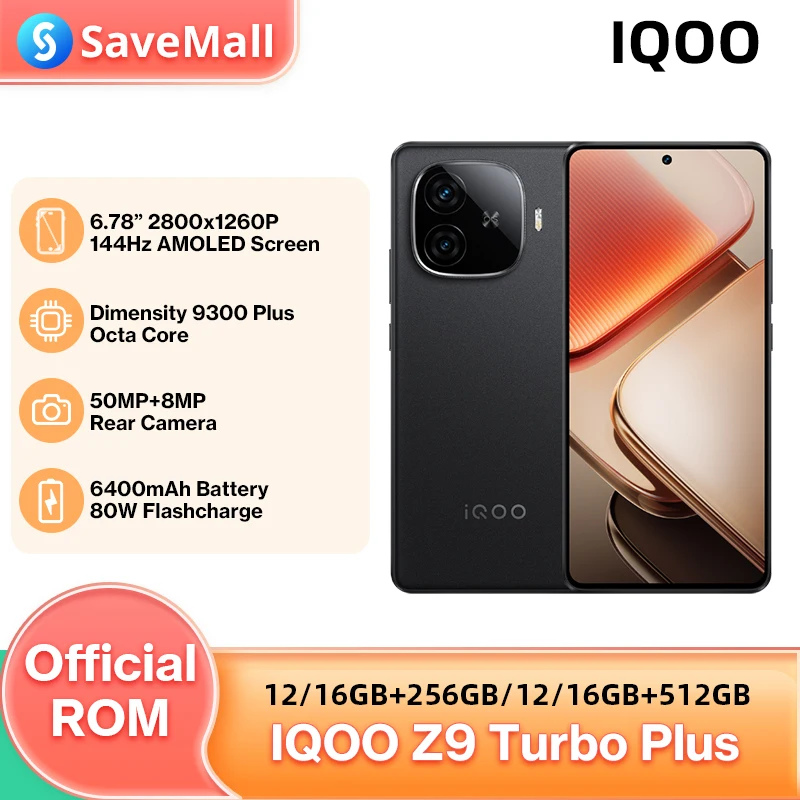 Official ROM IQOO Z9 Turbo Plus 5G NFC Density 9300 Plus 6.78'' 144Hz AMOLED Screen 50MP Camera 6400mAh Battery 80W Fast Charger