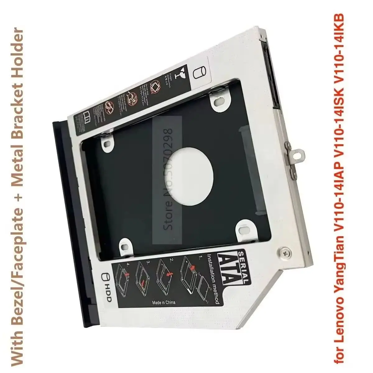 With Bezel Panel 2nd 2.5 Hard Drive HDD SSD Optical bay Caddy Frame Bracket for Lenovo YangTian V110-14IAP V110-14ISK V110-14IKB