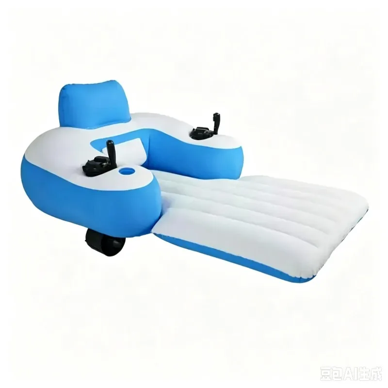 PVC Inflatable Rechargeable Pool Motor Floating Row with Dual Motors and 2 Storage Compartments Adult Electric Water Lounge