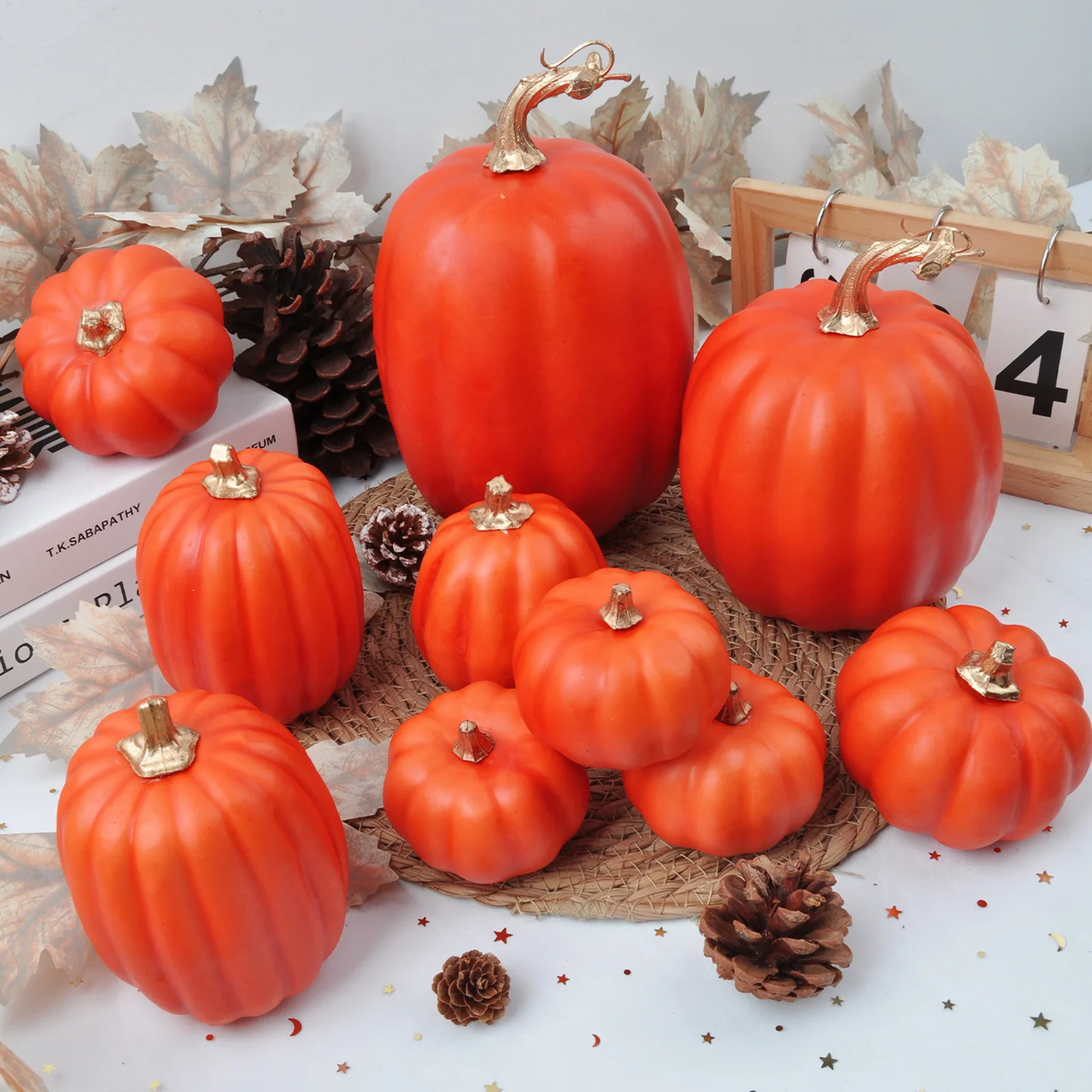 1Set Halloween Pumpkins Decor Foam Fake Pumpkins for Autumn Thanksgiving Halloween Farmhouse Table Realistic Decorations - view 5