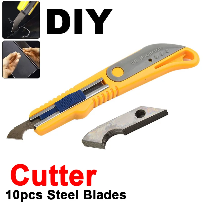 

11Pcs Set Cutter With 10 Blades Acrylic Plastic Sheet Cutting Tool Plexiglass Cutting Small Hook Knife Precision Hand Tool