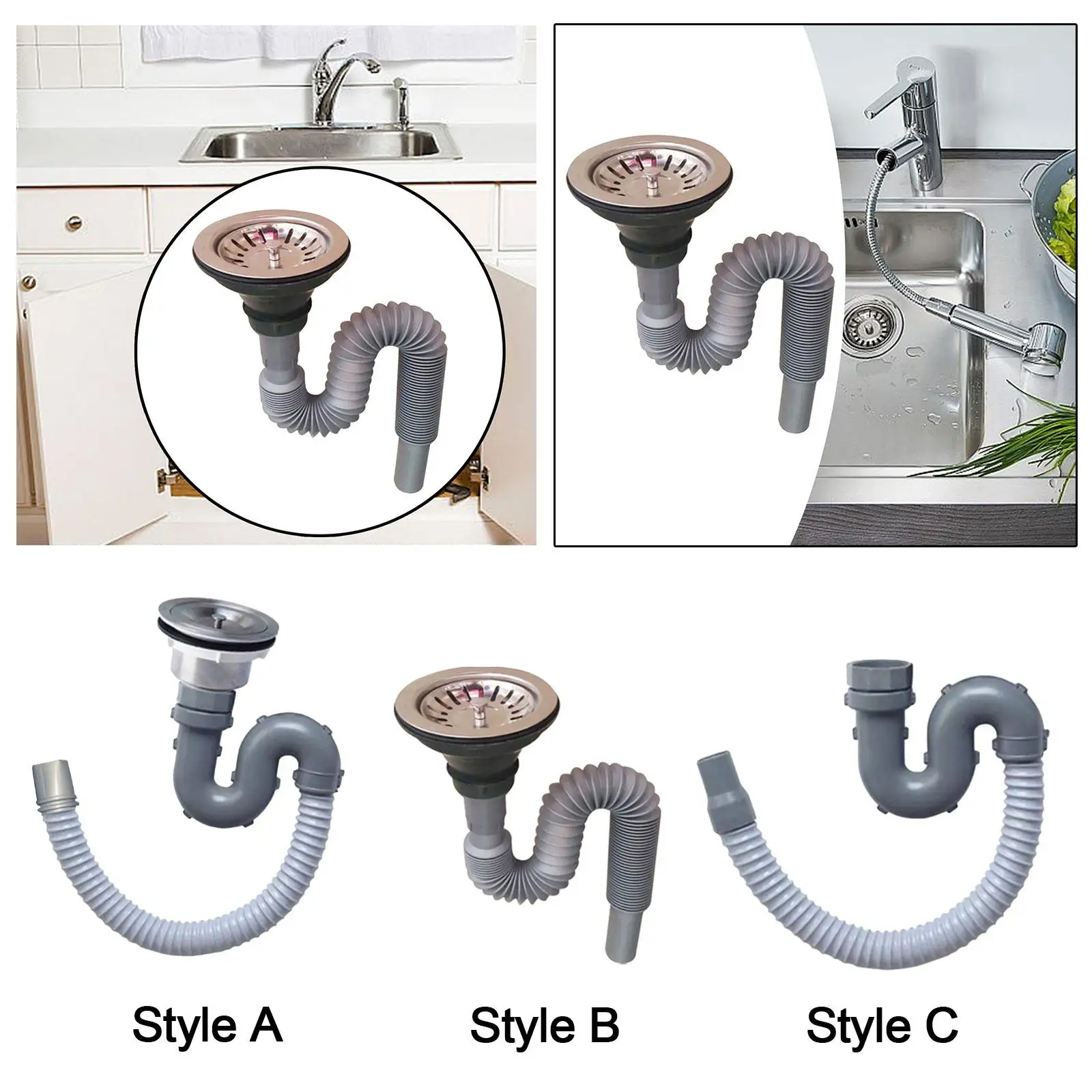 Sink Drain Pipe Sink Drain Assembly Plumbing Accessories Expandable Sewer Tube Drain Hose for Bathtub Bathroom Toilet Sinks