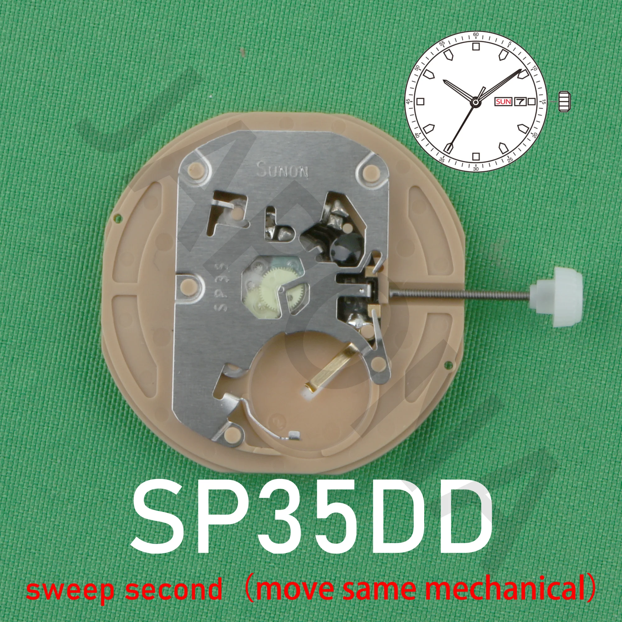 sp35 movement Chinese sunon sp35dd movement sweep second movement with date move same machinery movement replace 2405 movement