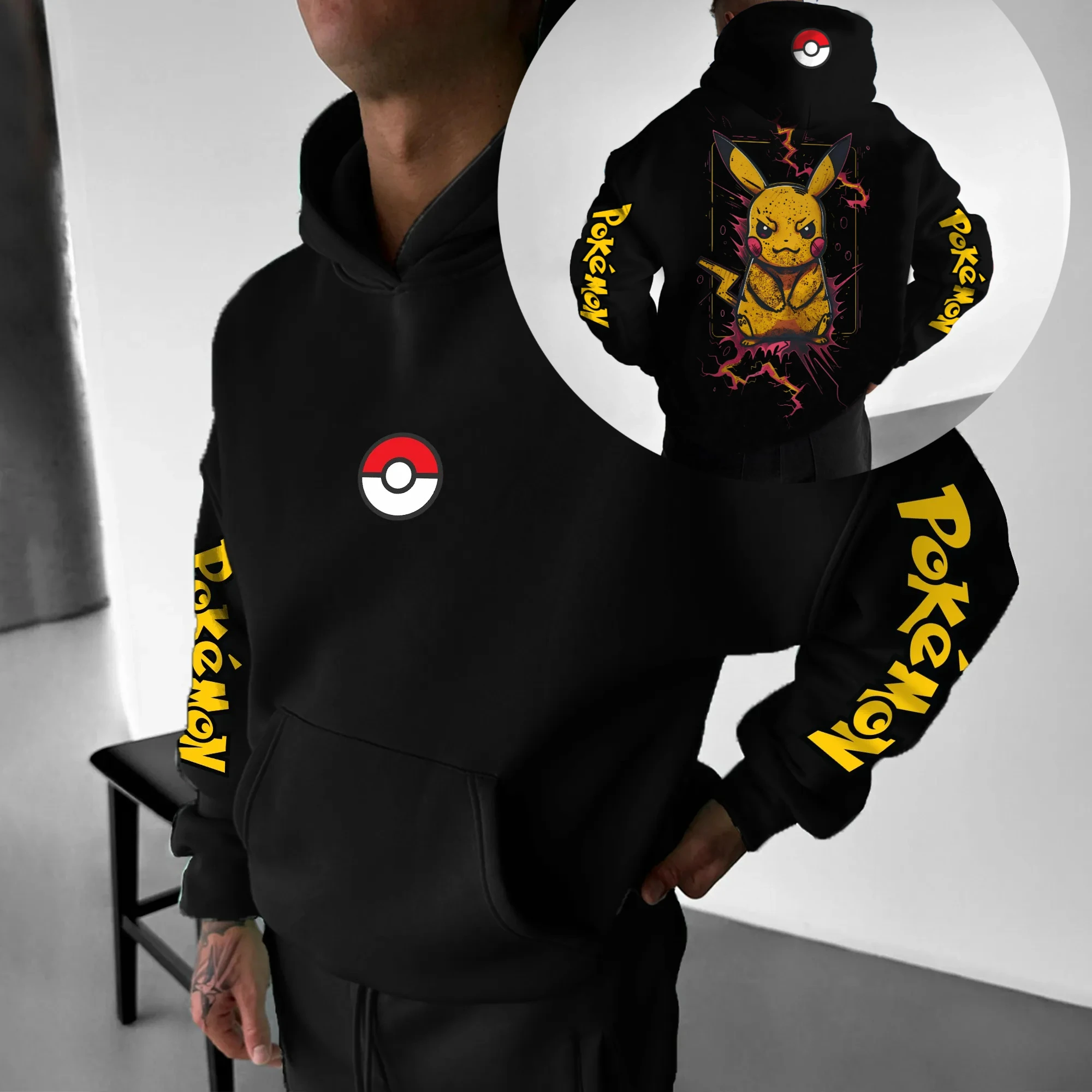 

Pokémon Autumn and Winter Japanese Hot Blood Animation Classic Character Hoodie Men's and Women's Top Casual and Comfortable