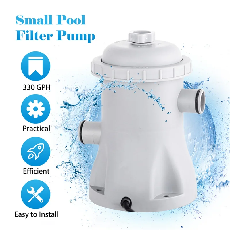 AT29-Ground Small Pool Filter Pump 330 GPH Electric Water Pump Paddling Pool Pool Pumps