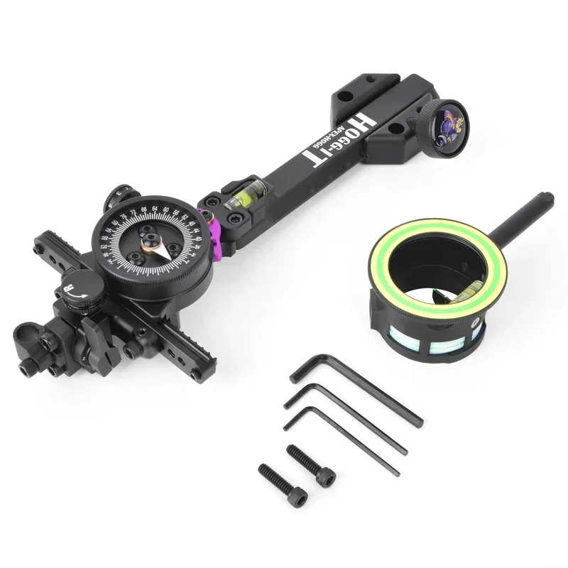 Archery Compound Bow Sight 2 Pin Optical Fiber 0.019 Sight Adjustable Pointer Compound Bow Shooting Accessories