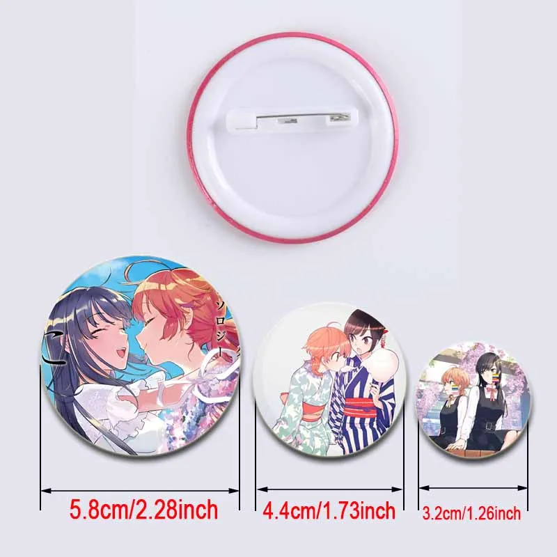 58/44/32mm Anime Bloom Into You Tinplate Pins Character Icon Badge Handmade Brooches for Backpack Clothes Decoration Gifts