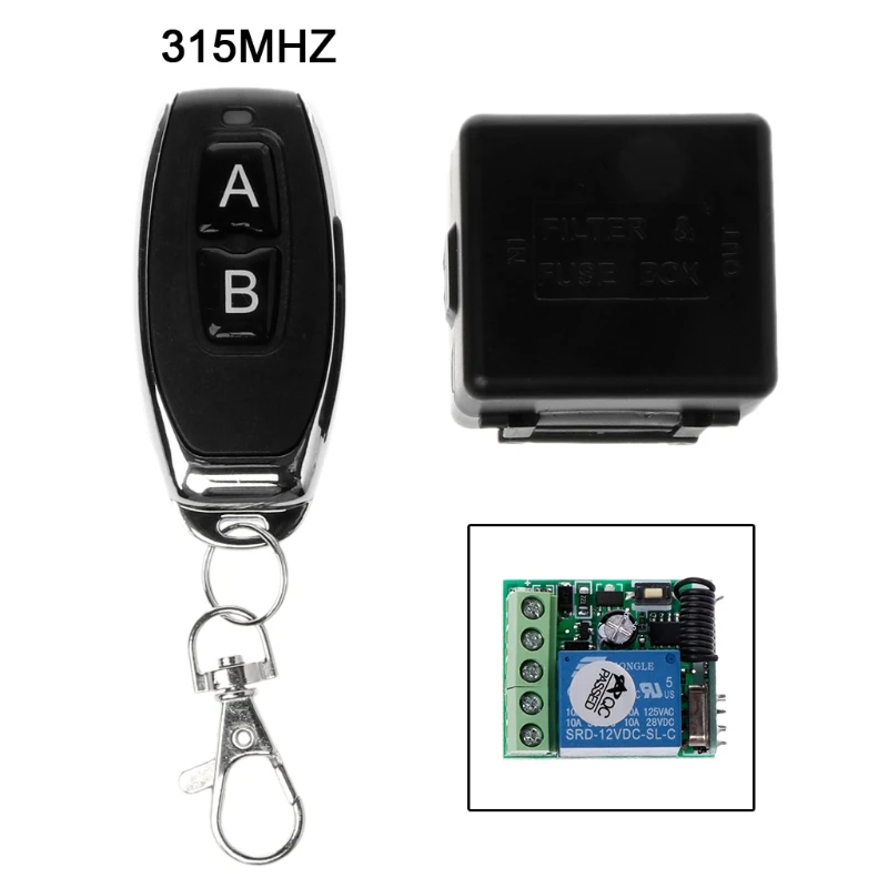 315Mhz Universal Wireless Remote Control 12V 1CH Receiver Module RF Transmitter 2 Buttons Single Channel P9JD