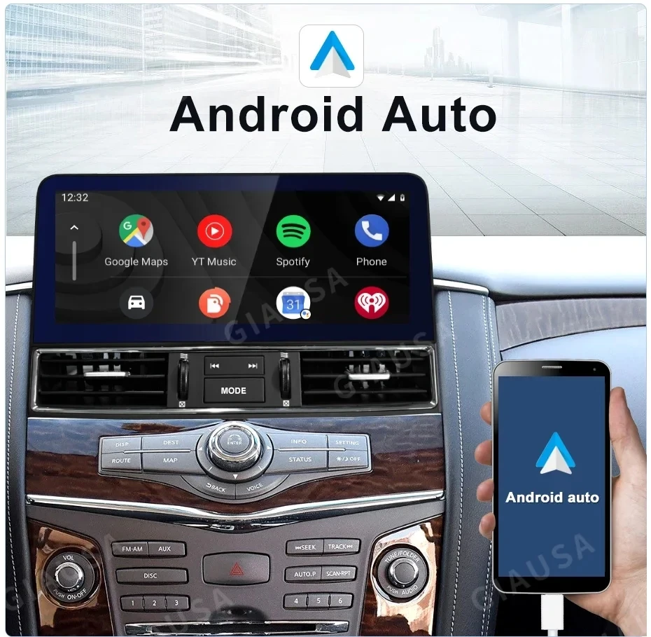 لنيسان باترول أرمادا Y61 Y62 إنفينيتي QX80 2011-2022 أندرويد 14 سيارة الوسائط المتعددة مشغل فيديو راديو لتحديد المواقع والملاحة CarPlay