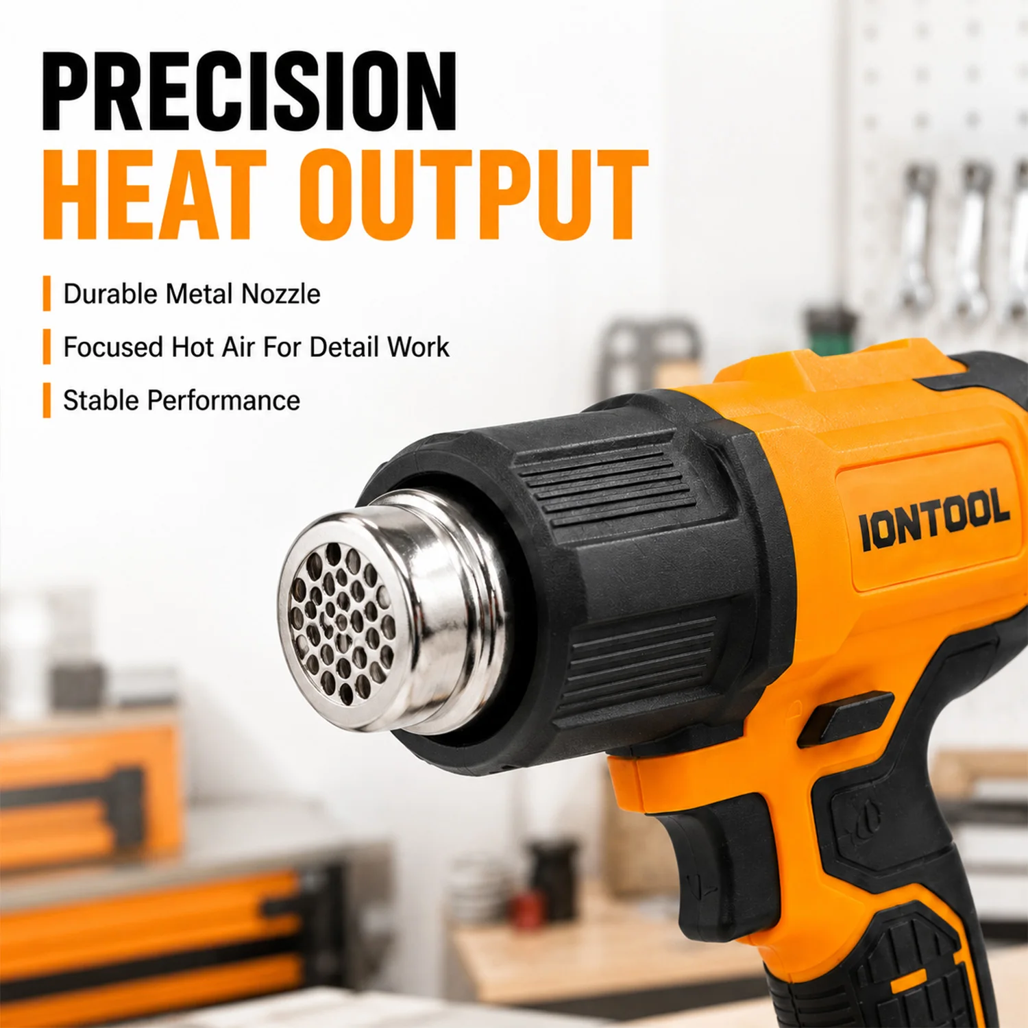 IONTOOL Yellow Cordless Hot Air Gun Max 550℃ 250-500LPM Dual Airflow Bare Unit for Shrink Wrapping and Shrink Tube Processing