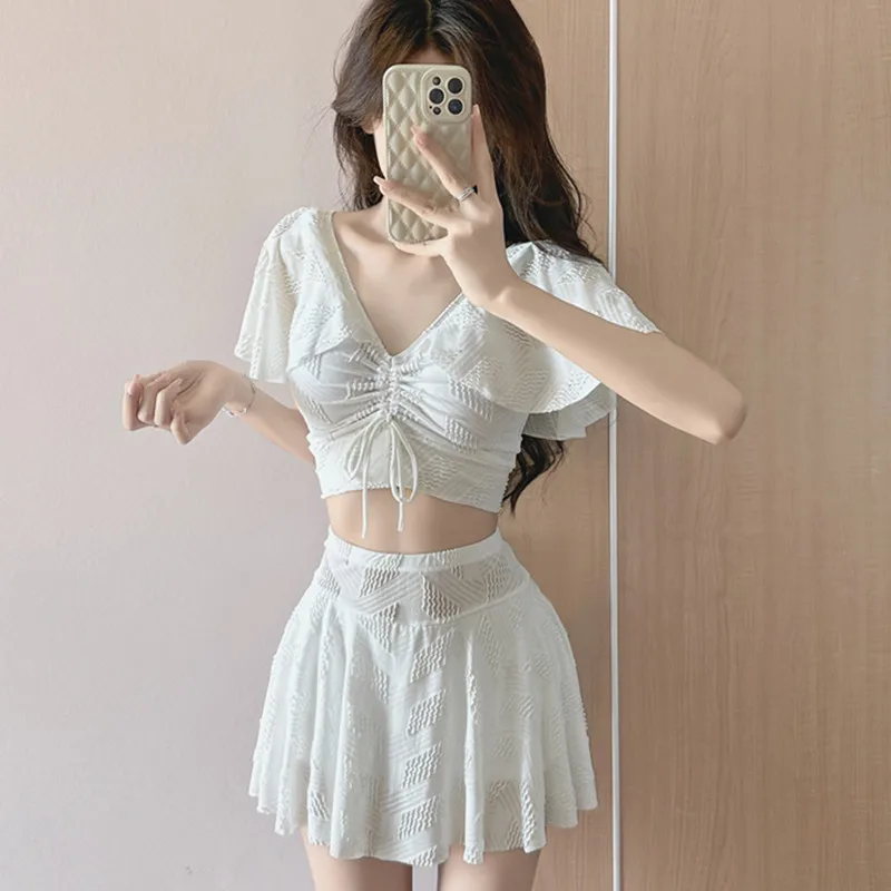 

Swimsuit seaside fairy small breasts gather fashion sweet and thin meat cover Korean ins split skirt hot spring swimsuit