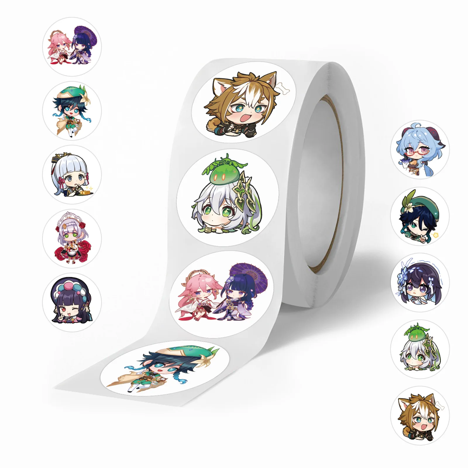 500pcs Stickers For Children Genshin Impact Cartoon Roll Sticker Small Packaging Pack Stickers Photocard Decor Lables