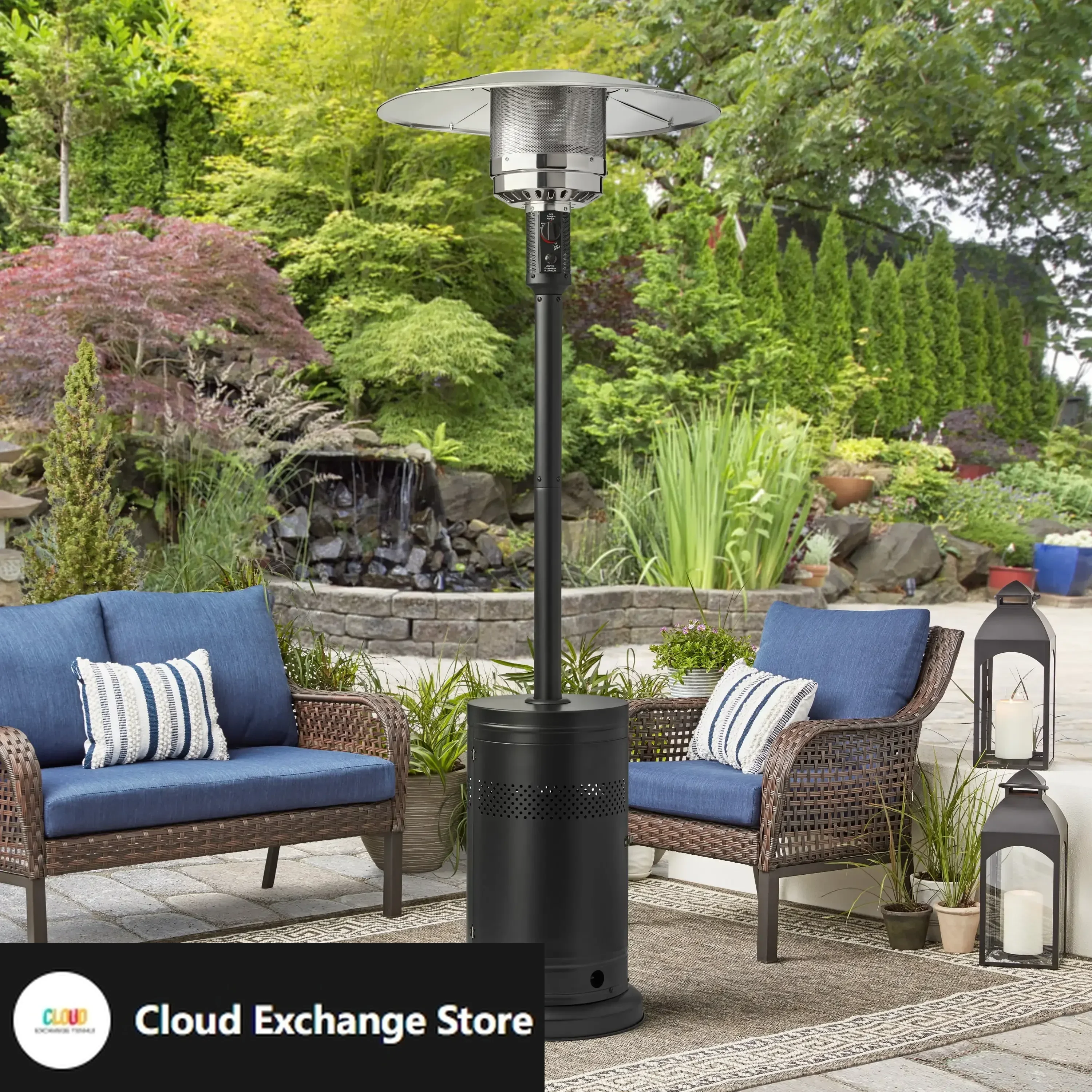 

48,000 BTU Propane Gas Outdoor Freestanding Metal Patio Heater, Black