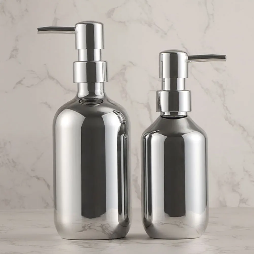 300/500ml Bath Hand Soap Dispensers Kitchen Gold Chrome Plastic Lotion Shampoo Bottle Rust-proof Soap Pump Shower Gel Container