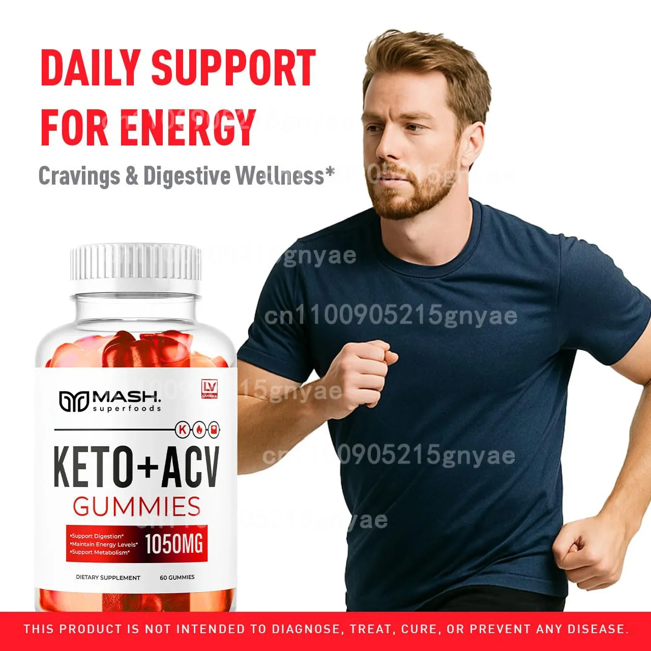 

Кето-жевательные конфеты с яблочным уксусом (ACV) - Жевательные конфеты с яблочным уксусом, содержащие витамин B12 для энергии и здоровья, 1500 мг, способствующие кетозу.