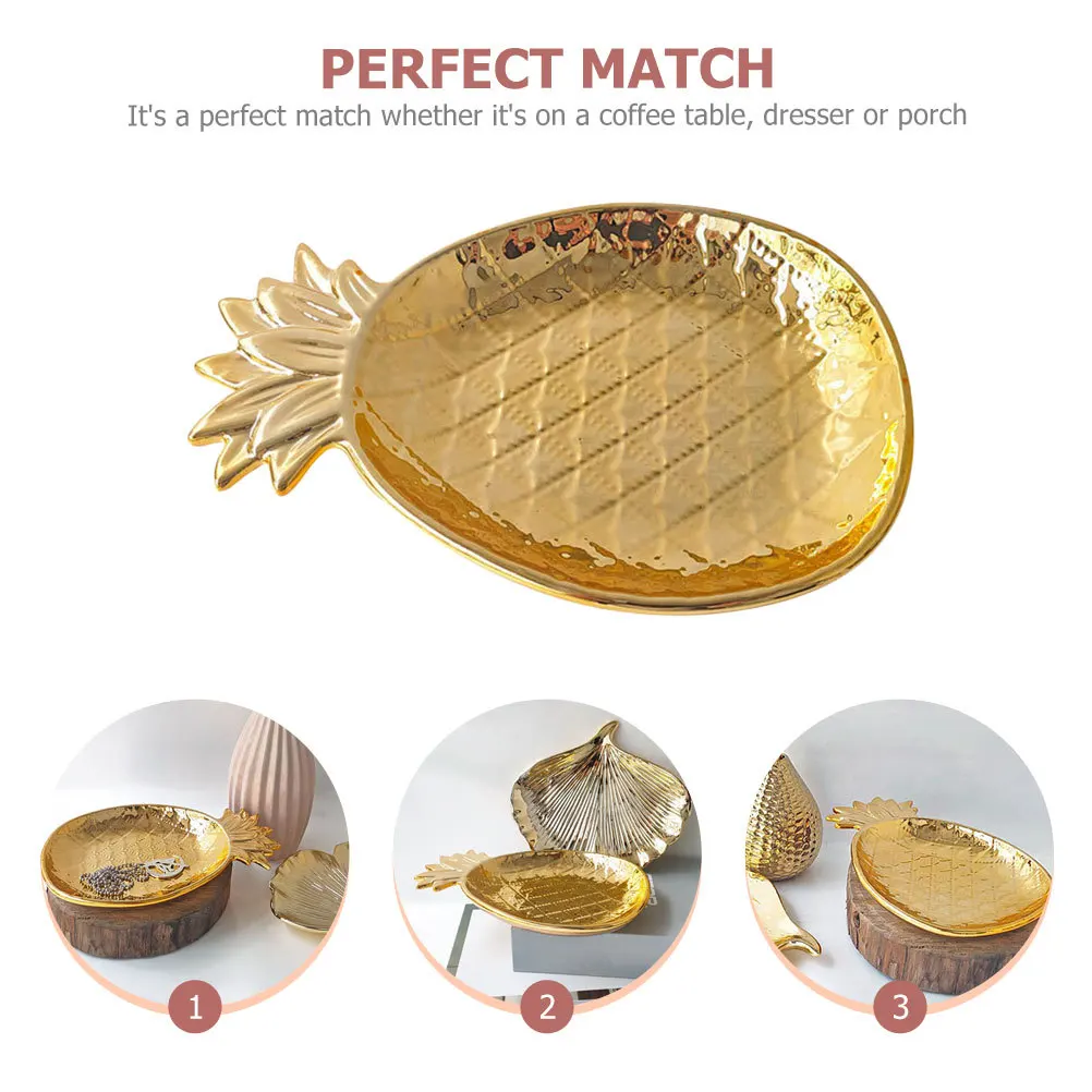 

Dry Fruit Home Ceramic Snack Plate Kitchen Tray Household Small Plates Golden Storage Candy