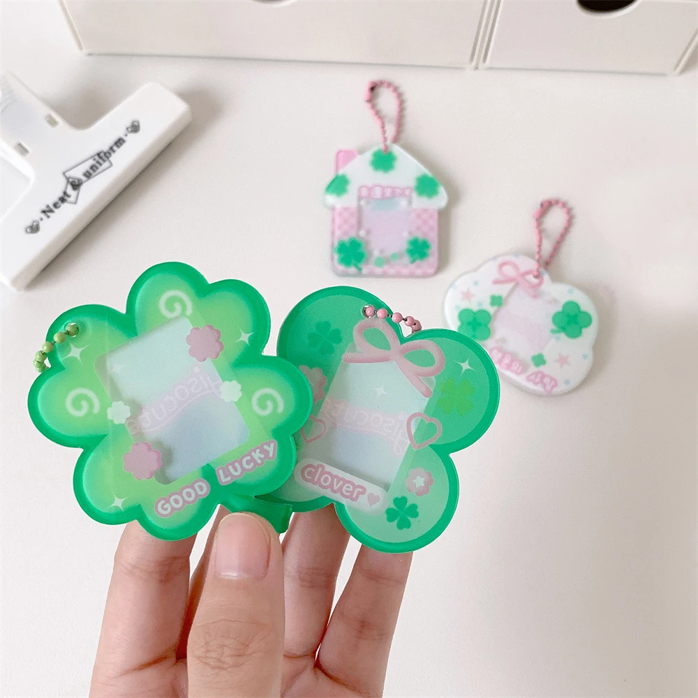 Four-leaf clover key chain pendant 1 inch ID photo frame student key chain