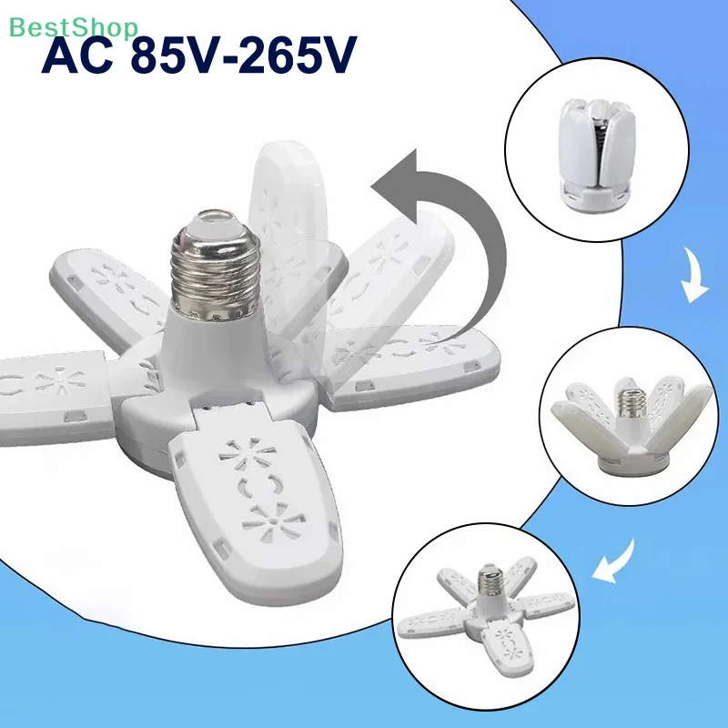 

Foldable Fan-Shaped LED Bulb E27 Energy-saving Super Bright LED Bulbs For Home, Living Room, Warehouse, Garage Ceiling Lighting