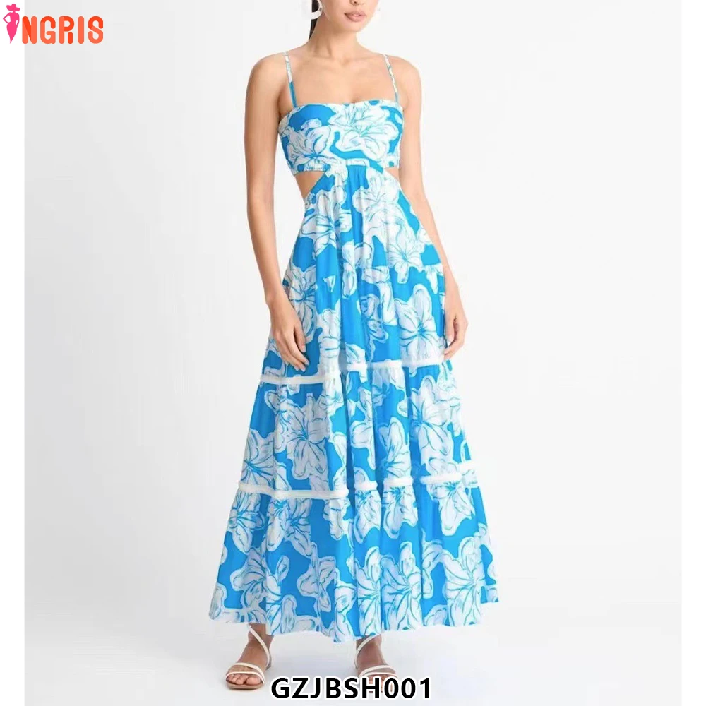 

2025 New Fashion Women 2 Piece Skirts Sets Summer Woman Beach Print Outfits-GZJBSH001