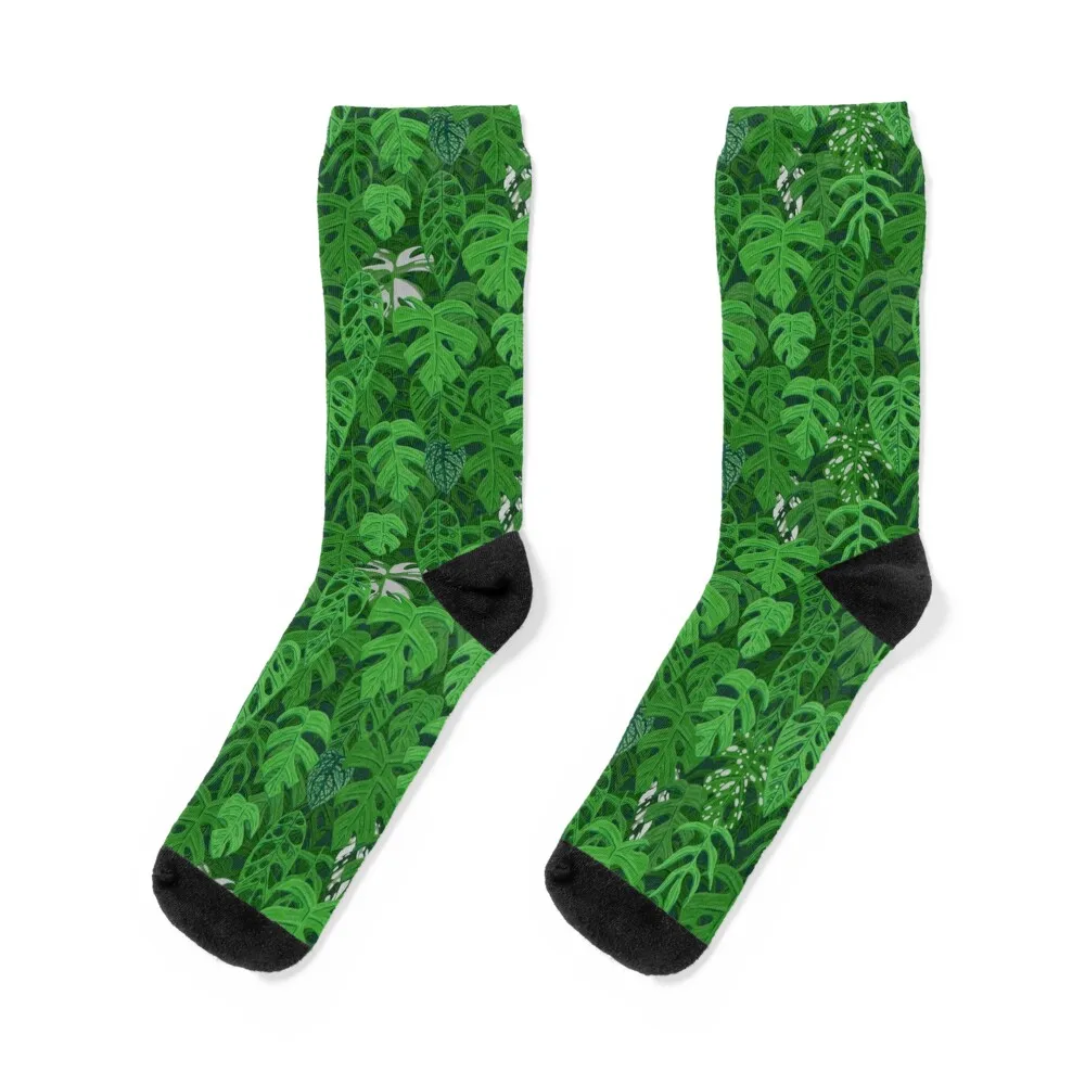 Monstera Jungle Pattern in Gouache Socks gifts Thermal man winter new year valentine gift ideas Men's Socks Luxury Women's