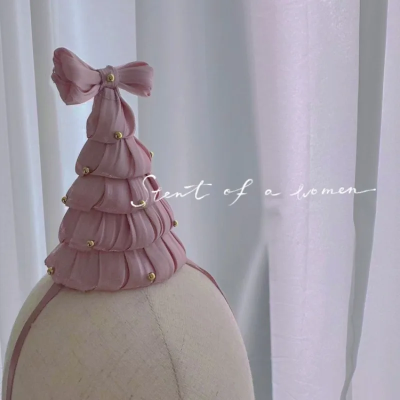 Geburtstags- und Weihnachtspartyhut für Babymädchen Rosa Schwarze Schleifendekoration Mehrstufiger Rüschenhut im Prinzessinnenstil für Foto-Requisiten Zubehör S006