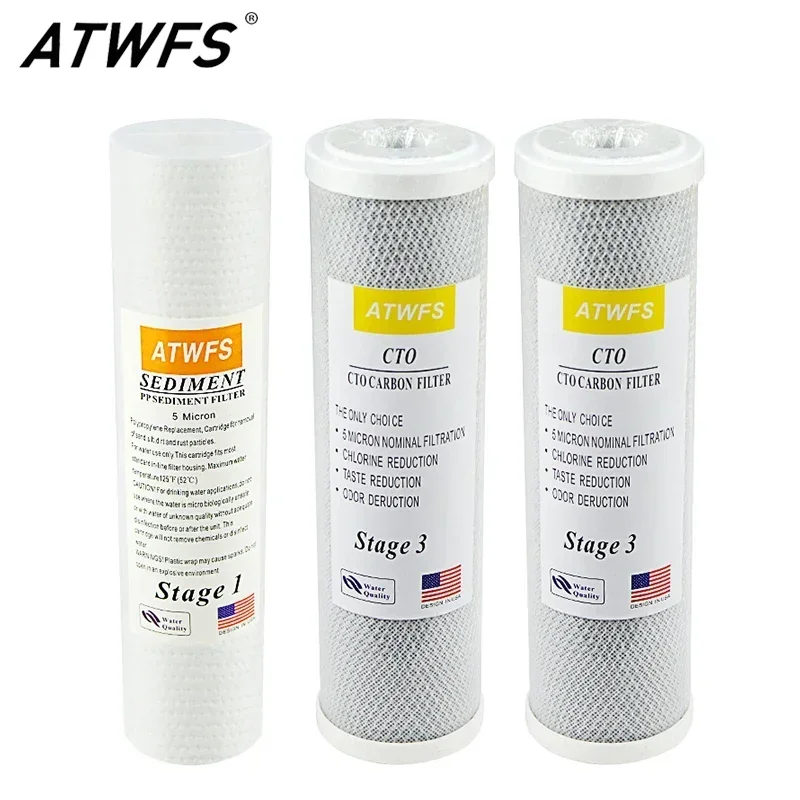 Double Capacity Replacement Pre-Filter Set For Reverse Osmosis Water Filter Cartridge System Stage 1, 2&3