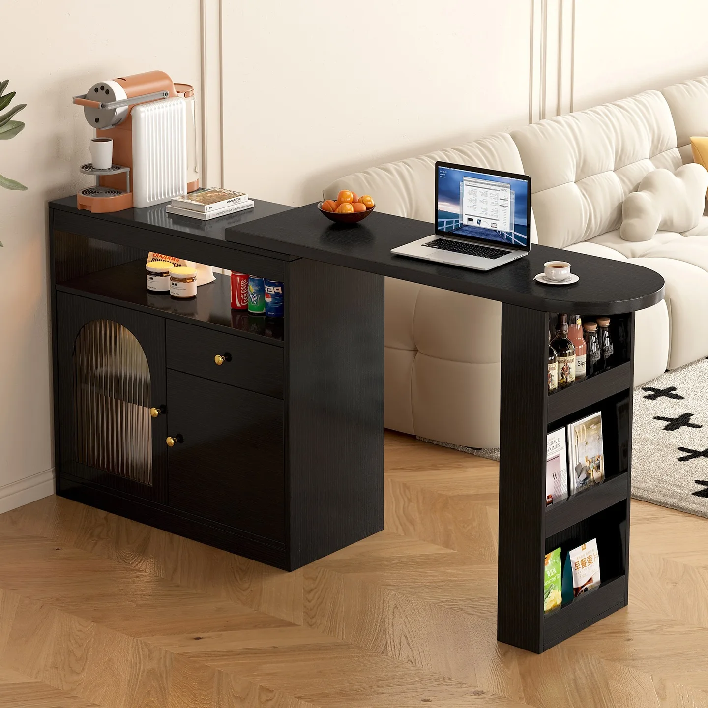 LH retractable bar table island table dining side cabinet household integrated living room partition wall side cabinet