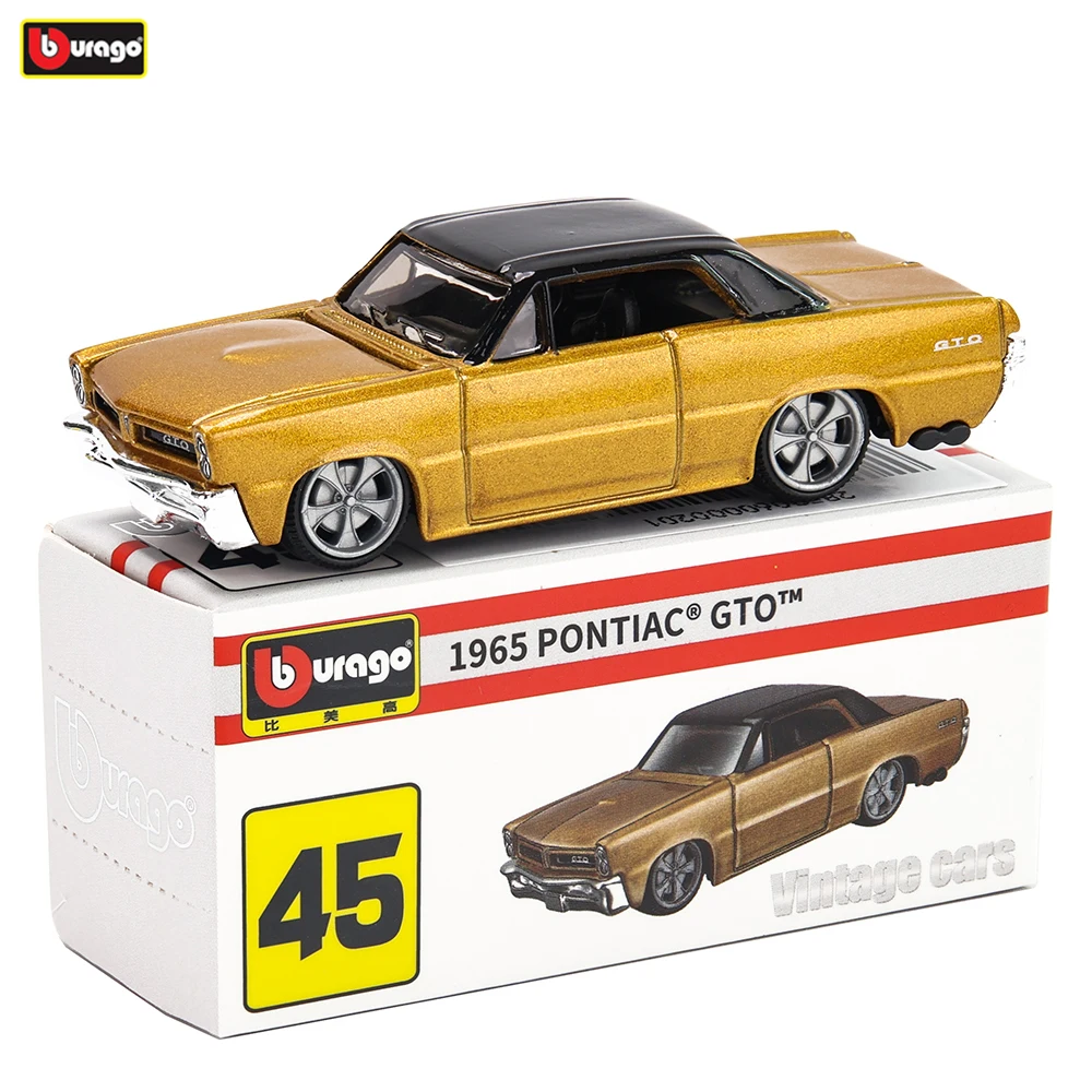 Bburago 1965 PONTIAC GTO Bugatti Lamborghini Cadillac Benz BMW Scale Car Model Replica Collection Kids Xmas Gift Toys for Boys