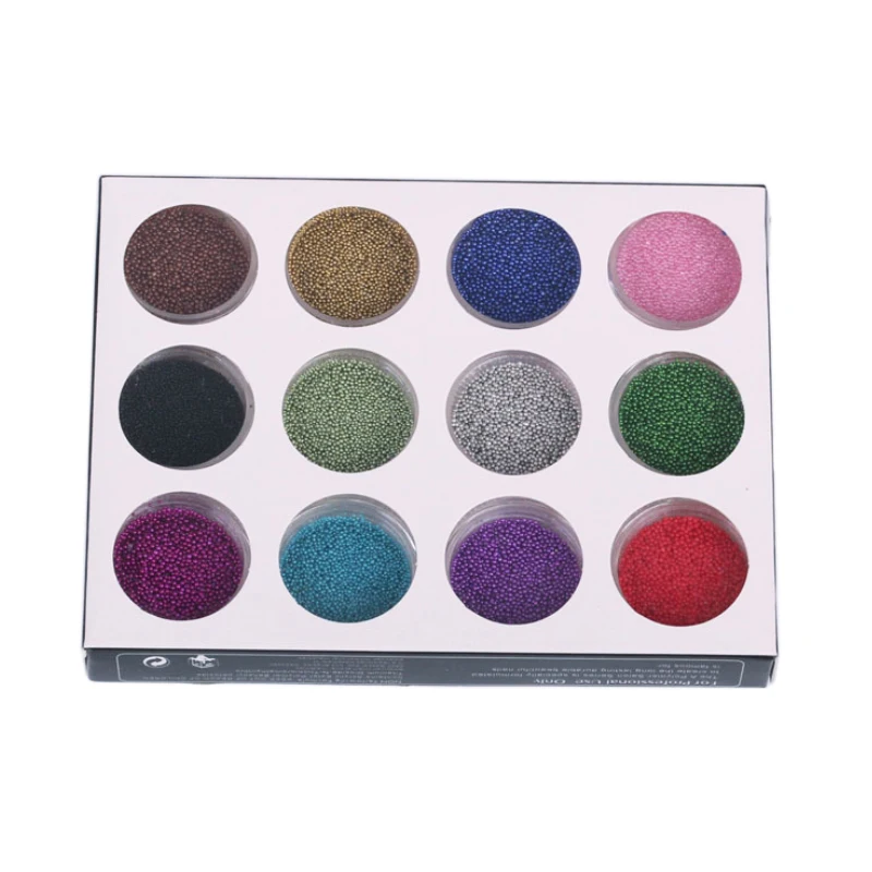 12Pcs Nail Art Caviar Beads, Micro Metal Beads, Nail Art Embellishment for Manicure Nail Designs Decoration