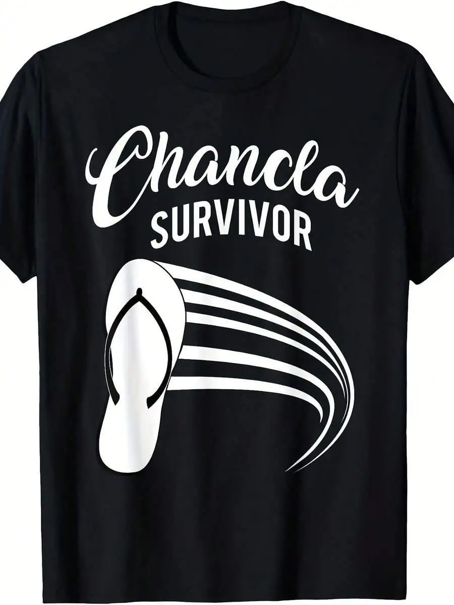 Chancla Sarcastic Vintage Latino Phrase T-Shirt - Unisex Adult 220Gsm Heavyweight Tee With Chingona Survivor Graphic Mexican  100% Cotton Trendy Y2K Short-Sleeve Tee-Soft, Quick-Drying, Moisture-Wicking, Great Gift for Christmas or Halloween.