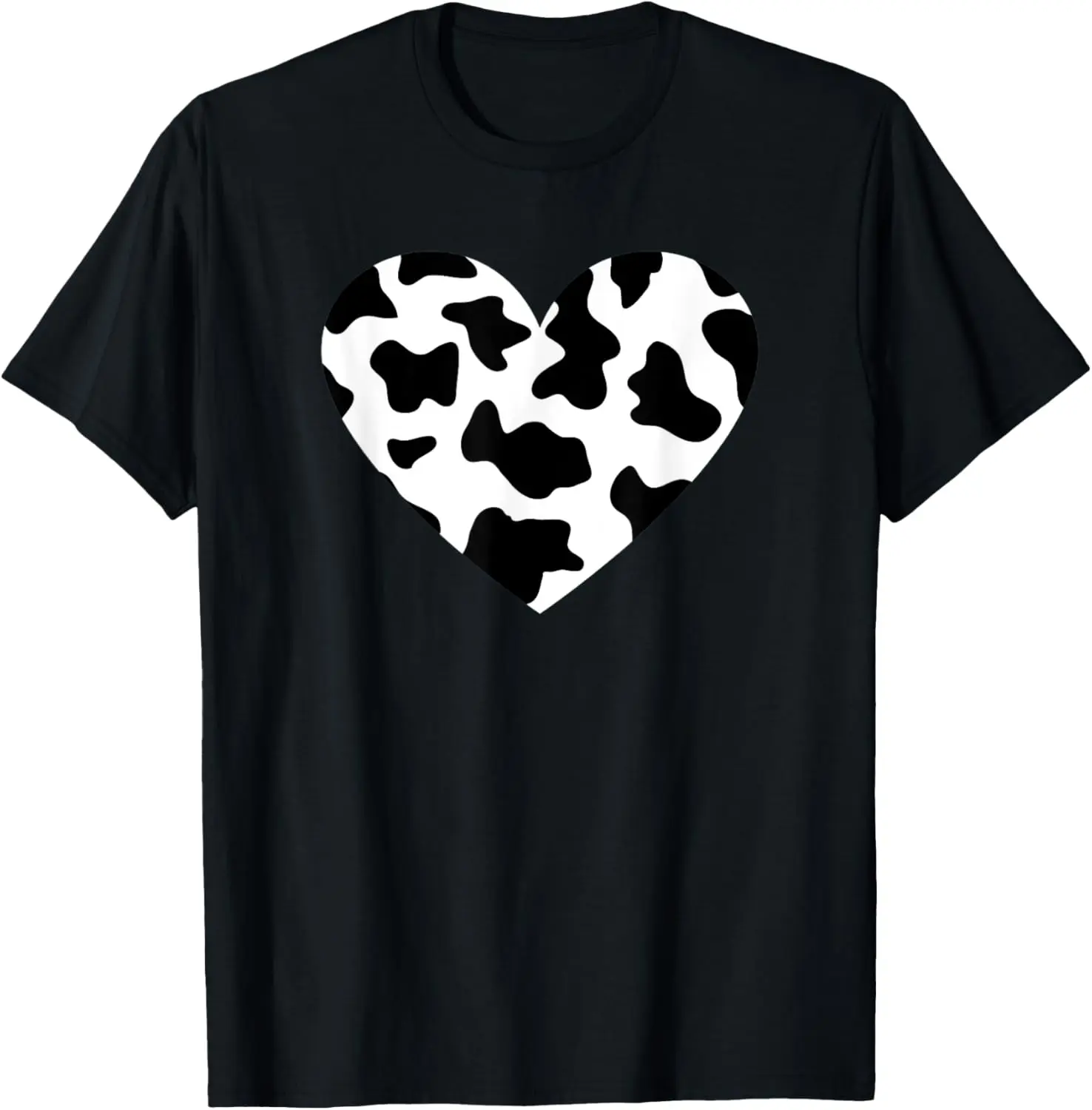 

Awesome Cow Print Black & White Print Heart T-Shirt