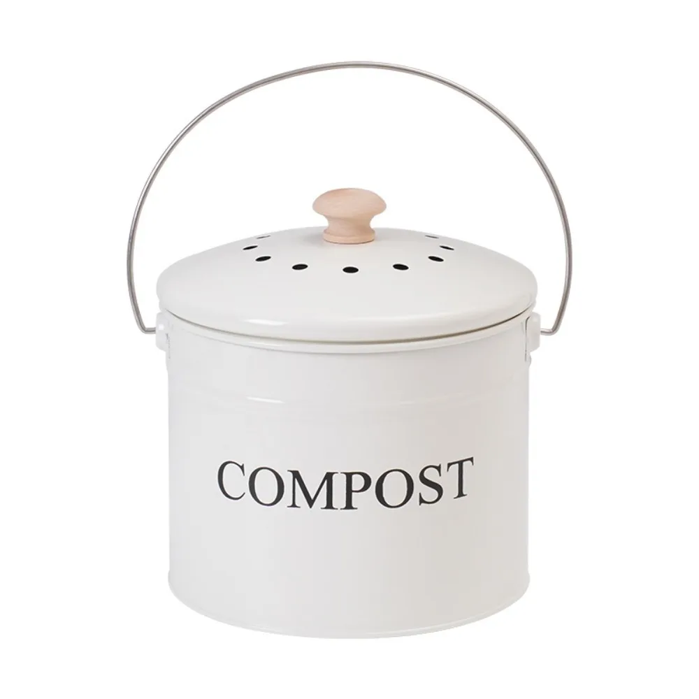Odorless Kitchen Compost Bucket Large Capacity Activated Charcoal Filtration Kitchen Trash Bin with Lid Folding Handle
