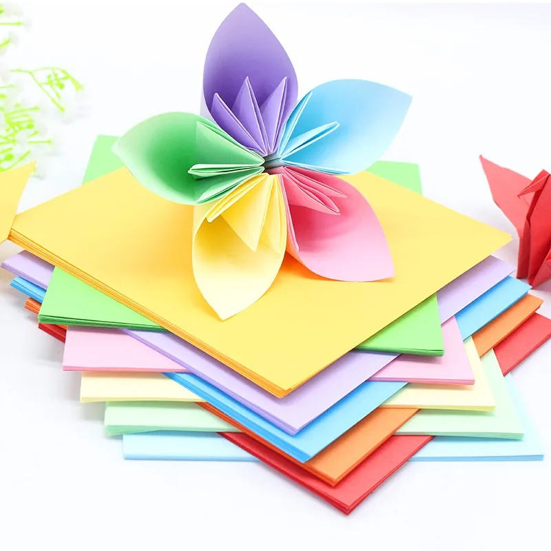 100 Pieces of Square Colored Origami Paper, 10*10 cm Small Origami Cardstock, Colored Handmade Origami Paper