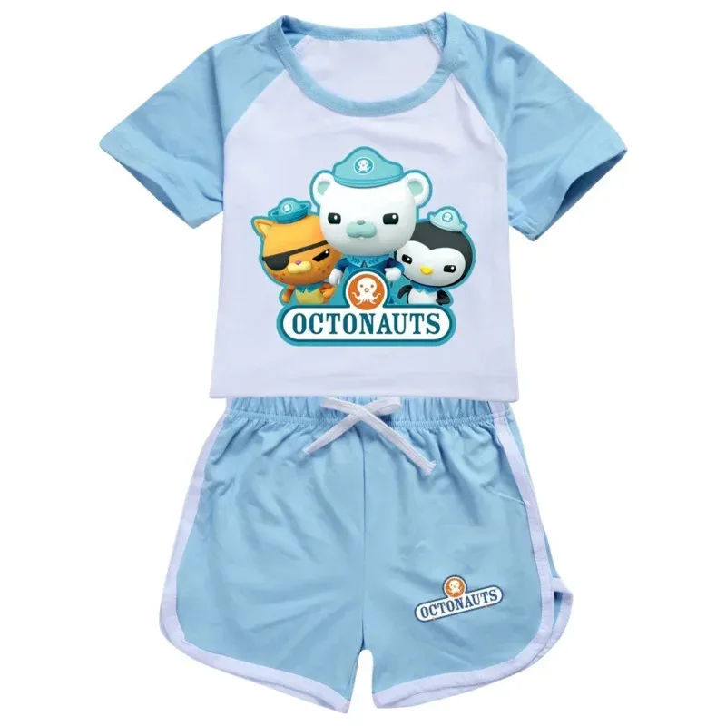 Filme octonauts bebê crianças roupas casuais esporte terno para meninos menina manga curta topos tshirt calças define crianças pijamas outfit