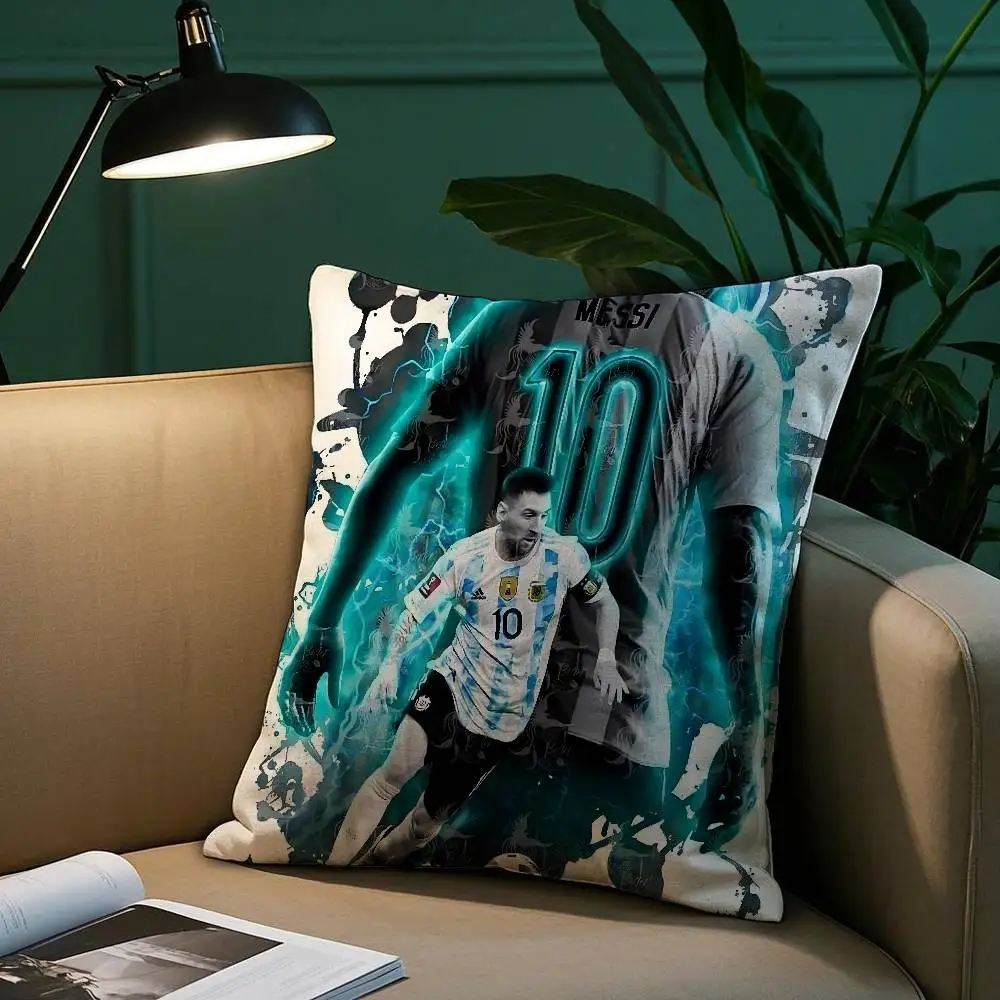 Footballer M-M-MessiS Pillow Case Short Plush Print Cushion Cover Square Throw Pillow Covers Sofa Home Decor