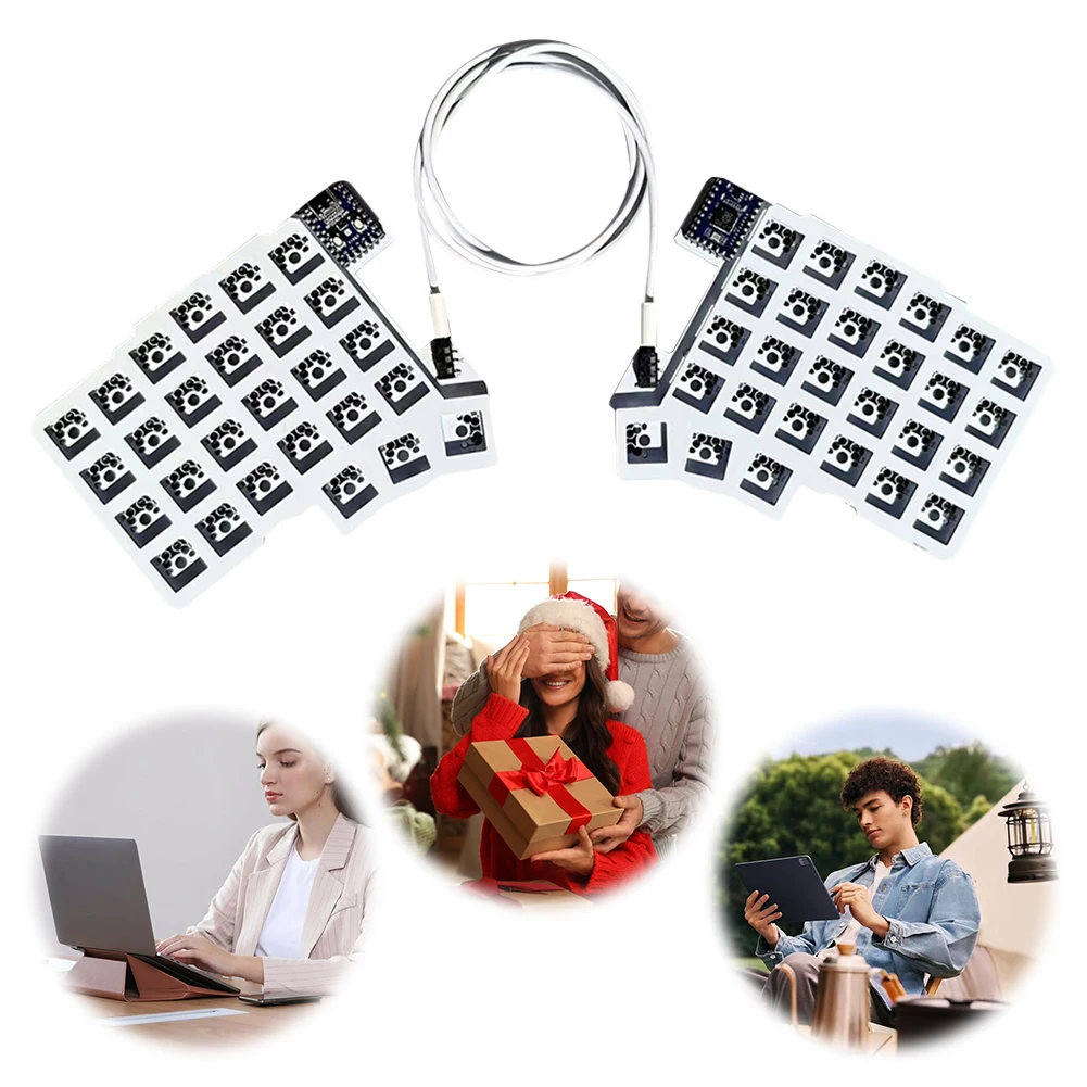 

Split Keyboard Wired Hot Swap Support QMK/VIAL Keyboard RP2040zero Customized Directional Keyboard for PC Gamer Accessories