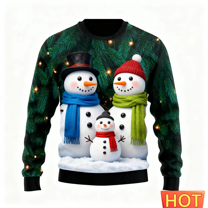 ثلاثية الأبعاد عيد الميلاد ثلج سانتا مطبوعة سترة عيد الميلاد القبيحة جديد في الرجال النساء عيد الميلاد البلوز للجنسين البلوز عطلة ملابس الحفلات