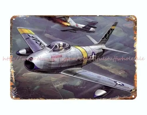 1951 F-86 Sabre Sabrejet jet fighter aircraft Korean War metal tin sign home art