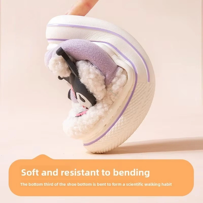 Kulomie Children's Cotton Slippers Autumn and Winter Girls Princess Sanrio Warm and Pile Parent-Child Cotton Shoes